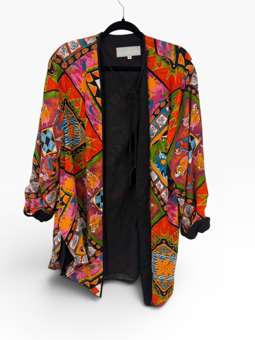 Dorothy Schoelen platinum vintage 80s colorful Asian  print kimono jacket